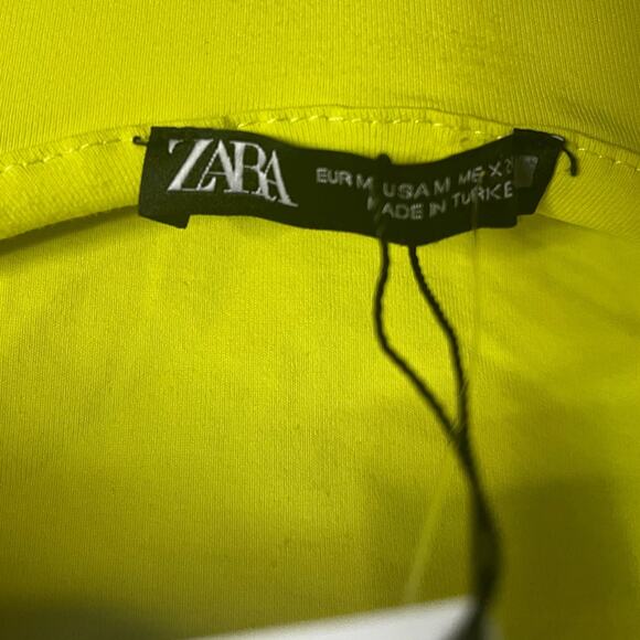 Zara Lime Green Dress With‎ Gathered Waist Size Medium - Picture 9 of 10